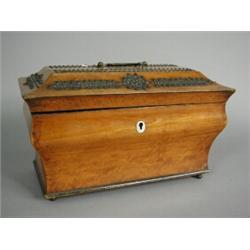 A 19th century continental satinwood and cut steel letter box, 24cm wide Est. 350/450...