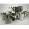 Image 1 : Eight 19th century pewter pint pot tankards and two 19th century pewter pint size jugs, various m...