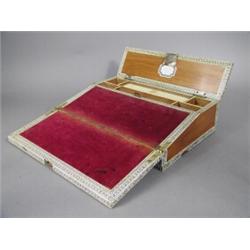 A 19th century Anglo-Indian, Bombay? writing slope, with a fitted interior, 36cm wide, 24.5cm dee...