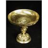 Image 1 : A 19th century bronze tazza, now gilded, cast with a classical mask laurel wreath and cherubs, 14...