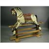 Image 1 : A carved wooden rocking horse, circa 1950's with a horse hair main and tail, on static testle roc...