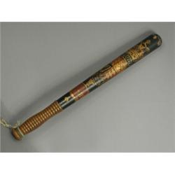 A George III policemans wooden truncheon, painted with The Royal Coat of Arms and initials 'S.C.-...
