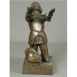 A bronze figure of Joan of Arc inscribed 'Dedication', 21cm high Est. 80/150...