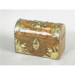A mid Victorian burr walnut domed casket with applied floral gilt mounts, 17cm Est. 80/120...