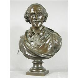 A bronze bust of William Shakespeare, 28cm high Est. 150/250...