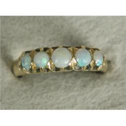 A Victorian five stone opal ring, set in 18ct gold, 1896, size L 1/2 Est. 80/120...
