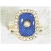 Image 1 : A William IV seed pearl and enamel ring with engraved split shoulders, set in 18ct gold, 1833, si...