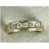 Image 1 : A five stone diamond ring, channel set in 18ct white gold to a yellow shank, size O (total approx...