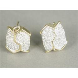 A pair of 18ct gold diamond earrings, pave set with a total of approx 2.75cts, 2cm long (matches...
