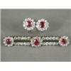Image 1 : A ruby and old cut diamond bar brooch, 4.5cm long with matched screw earrings, set with brilliant...