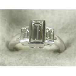 A three stone diamond ring (total approx 2cts), set in 18ct white gold, size N Est. 2200/2500...