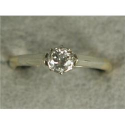A diamond solitaire ring (approx 0.25ct), set in 18ct gold, size K 1/2 Est. 80/120...