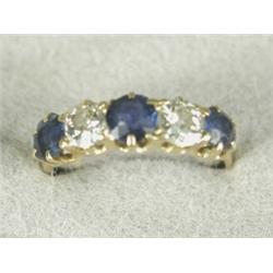 A five stone sapphire and diamond ring (total diamond weight approx 1.4cts, sapphires total appro...