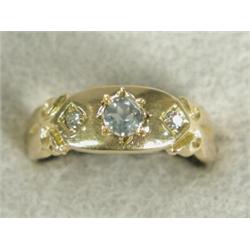 An aquamarine and diamond gypsy ring set in 18ct gold, size N Est. 100/150...