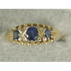 A sapphire and diamond 1/2 hoop ring, set in 18ct gold, size N 1/2 Est. 80/120...