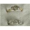 Image 1 : Two 3-stone diamond rings set in 18ct gold, sizes N 1/2 and O Est. 80/120...