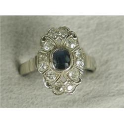 A sapphire and diamond marquise ring, size S Est. 150/200...