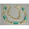 Image 1 : An 18ct gold diamond and enamel necklace on a figaro chain, set with approx 1.5cts of diamonds, 5...