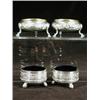 Image 1 : Two pairs of Victorian silver salts, the first embossed with flowers, London 1853 on hoof feet, t...