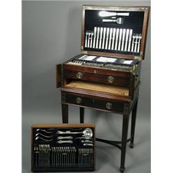 A good Mappin & Webb canteen of silver cutlery, in Old English feather edge pattern, the set hall...