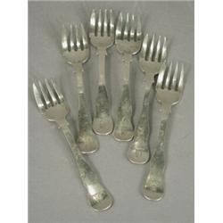 Six Victorian silver gateau forks, each with an engraved crest 1882 Est. 60/100...