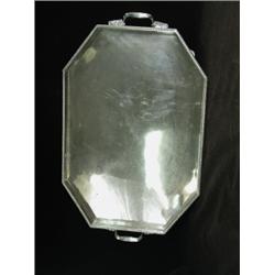 A silver plated rectangular tray with a pierced gallery and gadrooned borders, 5cm wide Est. 150/...