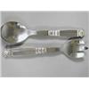 Image 1 : A pair of early 20th century Georg Jensen silver handled acanthus pattern salad servers, import m...