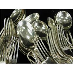 A silver part canteen of rat tail cutlery by Mappin & Webb, in twenty eight pieces, Sheffield 193...