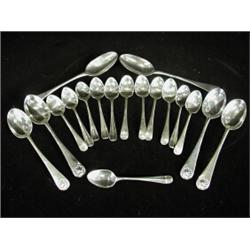 Six various silver teaspoons, and two sets of coffee spoons Est. 100/150...