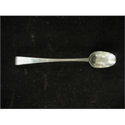 An Irish George II silver basting spoon hallmarked Dublin 1757, maker D.P. for Daniel Popkins, th...