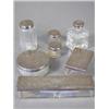 Image 1 : Seven Victorian silver mounted dressing table boxes and bottles, London 1871, maker W.N., (A/F) E...