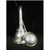 Image 1 : A George III silver and whale bone handled toddy ladle, and a silver plated winefunnel, early 19t...