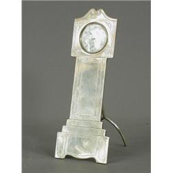 A silver easel grandfather clock watch, Birmingham, 1912, 16cm high Est. 60/80...