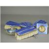 Image 1 : A seven piece silver and enamel dressing table set (with damage), clock 7cm high, 1929 Est. 140/1...