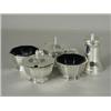 Image 1 : A Victorian four piece silver condiment set, each piece with blue glass liners, hallmarked London...