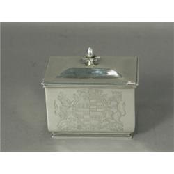 An early George III silver spice box, with a foliate knop, and engraved armorial, being similar t...