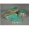 Image 1 : A late George V Art Deco silver and enamel seven piece dressing table set, hallmarked Birmingham...