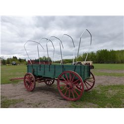 HIGH WHEEL WOOD WAGON WITH HOOPS AND CART