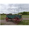 Image 1 : HIGH WHEEL WOOD WAGON WITH HOOPS AND CART