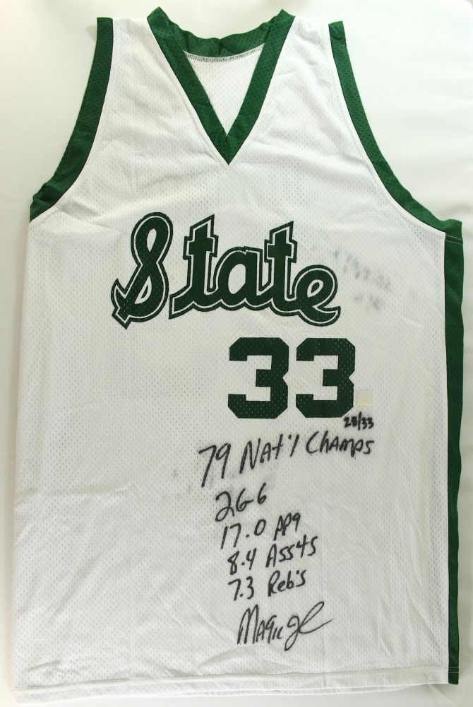 magic johnson signed michigan state jersey