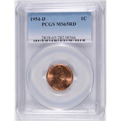 1954-D LINCOLN CENT, PCGS MS-65 RED