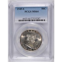 1949-S FRANKLIN HALF DOLLAR, PCGS MS-64