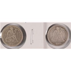 2- SEATED LIBERTY DIMES, 1877 VG & 1876 FINE