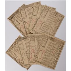 SET OF (8) 1780 RHODE ISLAND COLONIAL NOTES ($, $2, $3, $4, $5, $7, $8, $20)