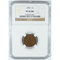 1878 INDIAN HEAD CENT, NGC VF-35 BROWN