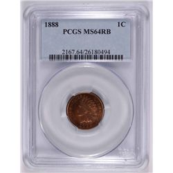 1888 INDIAN HEAD CENT, PCGS MS-64 RB  MOSTLY RED, RARE