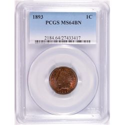 1893 INDIAN CENT PCGS MS-64 BN  TONS OF RED PQ COIN