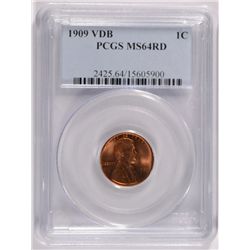 1909-VDB LINCOLN CENT, PCGS MS-64  RED!