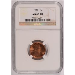 1946 LINCOLN CENT, NGC MS-66 RED!  NICE!