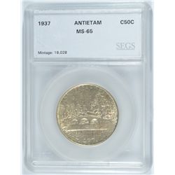 1937 ANTIETAM COMMEMORATIVE HALF DOLLAR, SEGS MS-65 GEM!